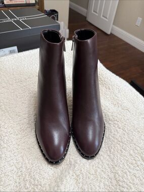 Liverpool Burgundy Leather Ankle Boots with Studded Sole